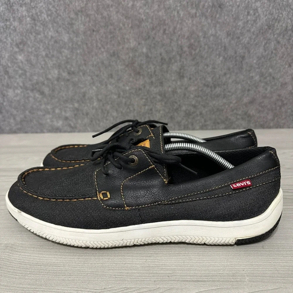 Levis Benson Denim Boat‎ Shoes Men's Size 13 Black Canvas Loafers 51845001A